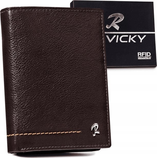 Изображение Rovicky Pionowy, skórzany portfel mski z ozdobnym przeszyciem NoSize
