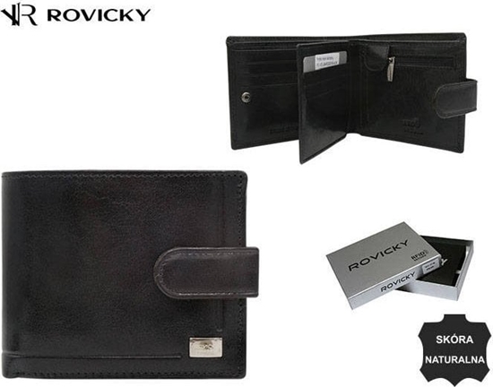 Picture of Rovicky Skórzany Portfel Mski Z Systemem Rfid Zamykany Na Zatrzask