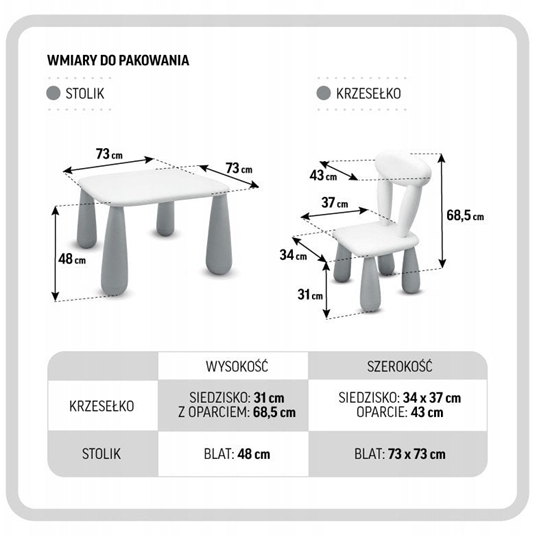 Picture of SET LUNA SMERFY STOLIK + KRZESEKO BIAO NIEBIESKIE 59036667004866