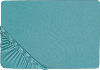 Picture of Shumee Baweniane przecierado z gumk 180 x 200 cm turkusowe HOFUF