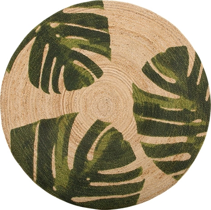 Picture of Shumee Dywan okrgy z juty w licie monstery 140 cm beowo-zielony INCIK