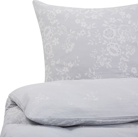 Изображение Shumee Komplet pocieli bawenianej w kwiaty 155 x 220 cm szary MORNINGSIDE