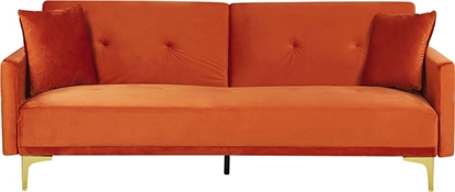 Изображение Shumee Sofa rozkadana welurowa pomaraczowa LUCAN
