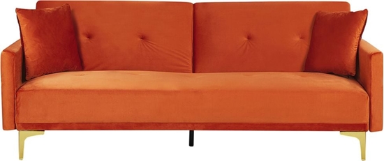 Изображение Shumee Sofa rozkadana welurowa pomaraczowa LUCAN