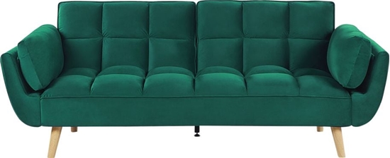 Изображение Shumee Sofa rozkadana welurowa zielona ASBY