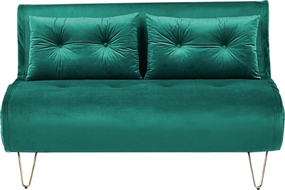 Изображение Shumee Sofa welurowa rozkadana 2-osobowa ciemnozielona VESTFOLD