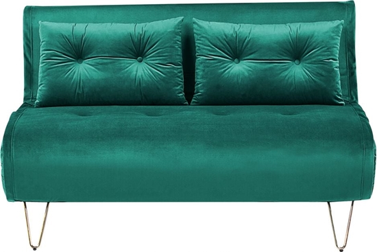 Изображение Shumee Sofa welurowa rozkadana 2-osobowa ciemnozielona VESTFOLD