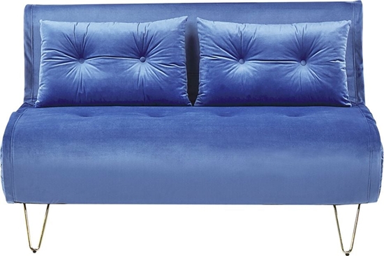 Изображение Shumee Sofa welurowa rozkadana 2-osobowa granatowa VESTFOLD