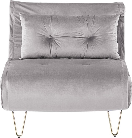 Изображение Shumee Sofa welurowa rozkadana szara VESTFOLD