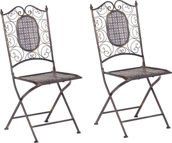 Изображение Shumee Zestaw 2 krzese ogrodowych metalowy czarny BORMIO