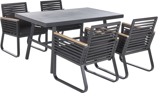 Picture of Shumee Zestaw ogrodowy metalowy stó i 4 krzesa czarny CANETTO