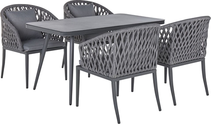 Attēls no Shumee Zestaw ogrodowy metalowy stó i 4 krzesa szary LIPARI