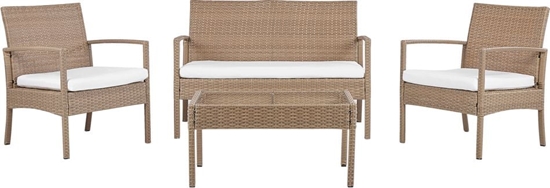 Picture of Shumee Zestaw ogrodowy rattanowy 4-osobowy jasnobrzowy MARSALA