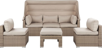 Attēls no Shumee Zestaw ogrodowy rattanowy 5-osobowy z daszkiem beowy