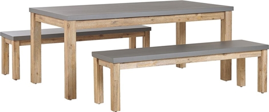 Picture of Shumee Zestaw ogrodowy stó i 2 awki szary OSTUNI