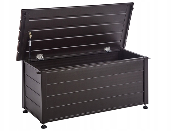 Изображение Skrzynia ogrodowa Beliani Skrzynia ogrodowa CAMPALTO Metal 113 cm 50 cm Ciemnobrzowy