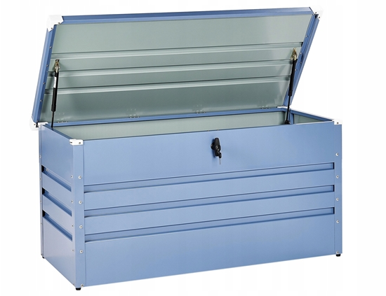 Изображение Skrzynia ogrodowa Beliani Skrzynia ogrodowa CEBROSA Metal 132 cm 62 cm Niebieski