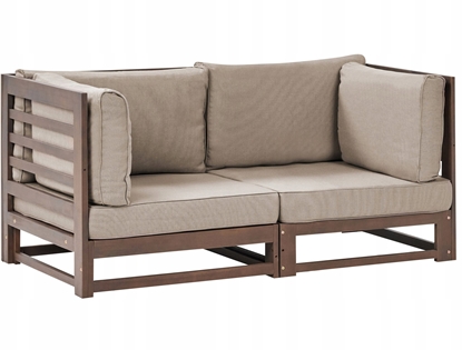 Picture of Sofa ogrodowa dla 2 osób TRANI Moduowy Certyfikowane drewno akacjowe Ciemnobrzowy