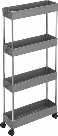 Picture of Songmics 4-poziomowy wózek do przechowywania, wózek na kókach, wski wski wózek w azience w Kitcherze, 40 x 12,5 x 86 cm, szary KSC008