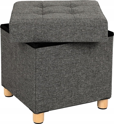 Picture of Songmics Otomana z miesjcem na przechowywanie z drewnianymi stopami i pokrywk ciemnoszary