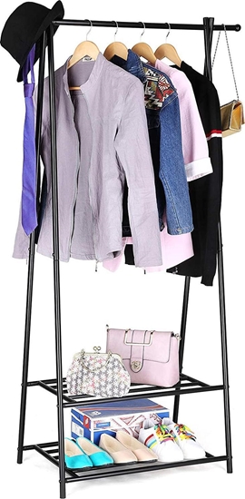 Picture of Songmics Wieszak na ubrania z pókami czarna LOFT