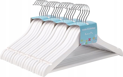 Attēls no Songmics Wieszaki na ubrania drewno, opakowanie 20, z mostem i wyciciem, 360 ° obrotowy haczyk biay 35 cm CRW06W-20