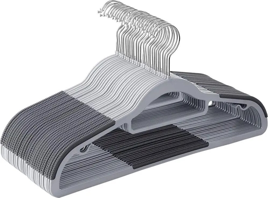 Picture of Songmics Zestaw 30 wieszaków z ubrania, nie polizgowe plastikowe wieszaki, wieszaki na paszcz, o gruboci 0,5 cm, 42 cm dugoci, srebr