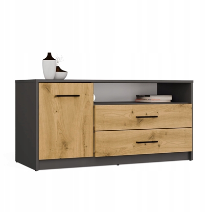 Изображение Szafka RTV SIMPLO 1D2S Stolik TV 2 Szuflady 1 Drzwi ANTRACYT DB ARTISAN