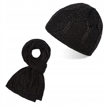 Attēls no Szary zestaw zimowy damski czapka i szalik weniane ZZ-02-BL