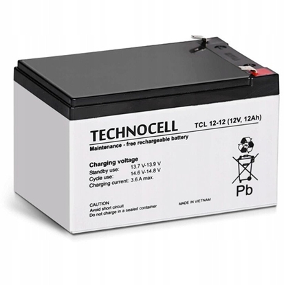 Attēls no TCL12-12 TECHNOCELL Akumulator AGM 12V 12Ah