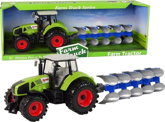 Picture of Teka Traktor z pugiem na napd frykcyjny zielony