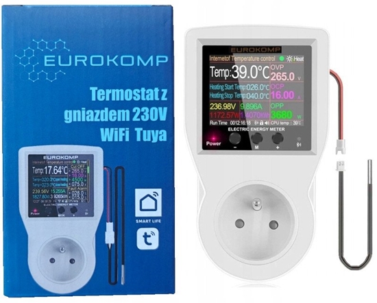 Изображение Termostat z gniazdem 230V, licznik energii, WiFi Tuya