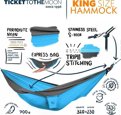 Изображение Ticket To The Moon Hamak King Size Hammock Aqua/Dark Grey 320x230cm (TMK1503)