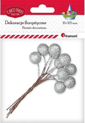 Изображение Titanum Drucik z kulk 15mm srebrn brokatow 10szt