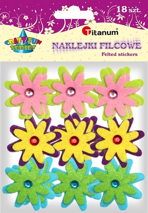 Изображение Titanum Naklejki filcowe 3D kwiaty z krysztaem mix 18szt