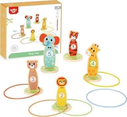 Picture of Tooky Toy Drewniana Gra Zrcznociowa Rzut Do Celu Zwierztka 15 El.!