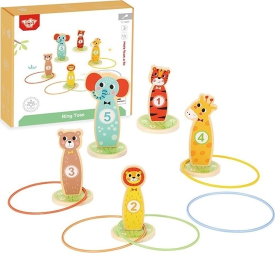 Picture of Tooky Toy Drewniana Gra Zrcznociowa Rzut Do Celu Zwierztka 15 El.!