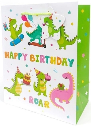 Picture of Torebka ozdobna matowa 18x23x10cm Dinozaury