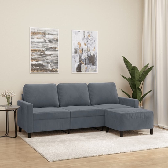 Изображение Triton 3-osobowa sofa z podnókiem, ciemnoszary, 180 cm, aksamit