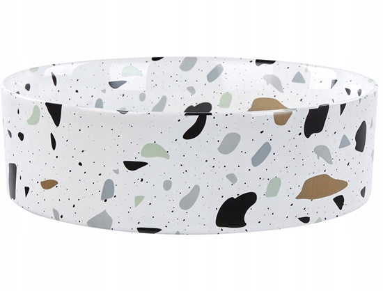 Picture of Umywalka Beliani Umywalka nablatowa ceramiczna  40 cm biaa z efektem lastryko NULES