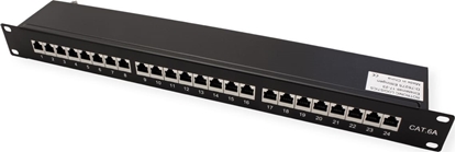Attēls no Value Cat.6A (Class EA) 19" Patch Panel, 24 Ports, shielded, black