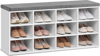 Picture of Vasagle awka na buty z poduszk, awka do przechowywania z wycieanym siedziskiem, awka przedpokojowa z 12 przegródkami, regulowane p