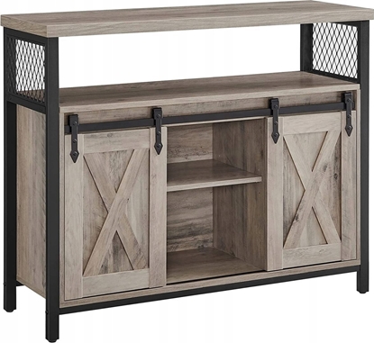Attēls no Vasagle Kredens, Szafka Kuchenna, Szafka Do Przechowywania Z 2 Przesuwanymi Drzwiami, 33 X 100 X 80 Cm, Regulowane Póki, Styl Wiejski,