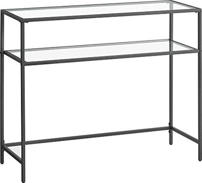 Изображение Vasagle Stó Konsolowy, Stó Ze Szka Hartowanego, Nowoczesna Sofa Lub Stolik Przedpokojowy, Stalowa Rama, 2 Póki, Regulowane Nóki, Do