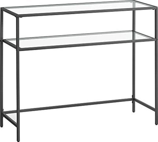Изображение Vasagle Stó Konsolowy, Stó Ze Szka Hartowanego, Nowoczesna Sofa Lub Stolik Przedpokojowy, Stalowa Rama, 2 Póki, Regulowane Nóki, Do