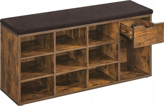 Изображение Vasagle Stojak na buty z szuflad i otwarte przedziay wycieane korytarz siedzenia sypialnia i obszar wejciowy 30 x 104 x 48 cm vinta