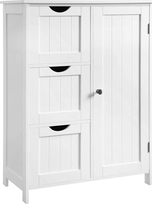Picture of Vasagle Szafka azienkowa, szafka podogowa z 3 duymi szufladami i 1 regulowana póka, 60 x 30 x 81 cm, biay BBC49WT
