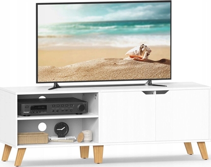 Изображение Vasagle Szafka RTV do telewizorów do 65 cali, szeroko 140 cm Szafka pod TV z 2 drzwiami, regulowane póki, stolik pod TV, do salonu, j