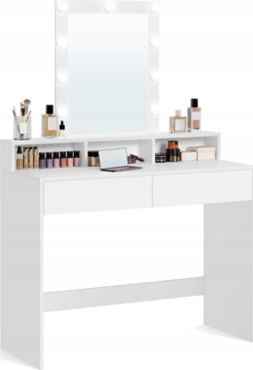 Picture of Vasagle Toaletka, Owietlenie Led Z Regulowan Jasnoci, Toaletka Z Lustrem, 2 Szuflady I 3 Przegródki, Kosmetyczka, Nowoczesna, Biaa