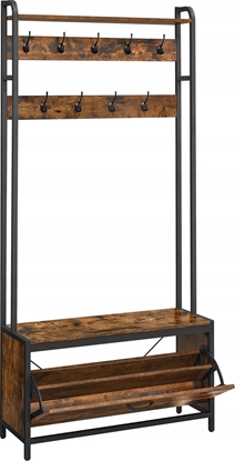 Picture of Vasagle Wieszak na ubrania z szafk na buty, wieszak na ubrania z awk, wieszak na ubrania, szafka na buty, 9 haczyków, górna póka, do